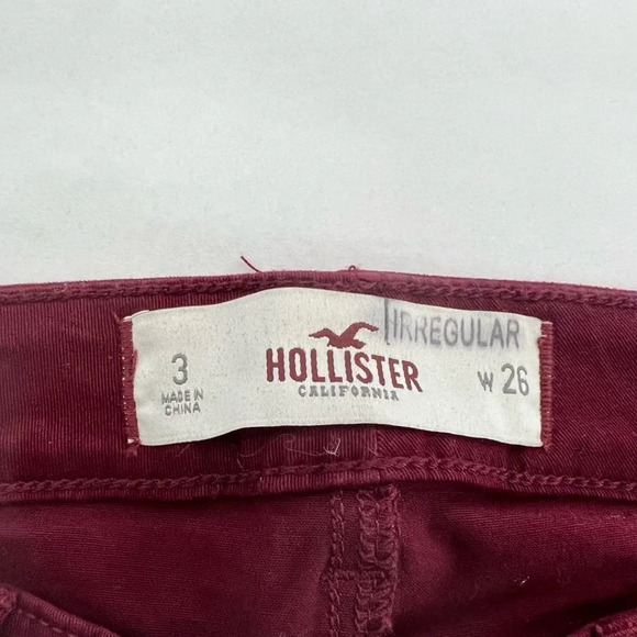 Hollister Womens Jeans Sz 26 Coated Burgundy Red Skinny Waxed NWT - Picture 6 of 6